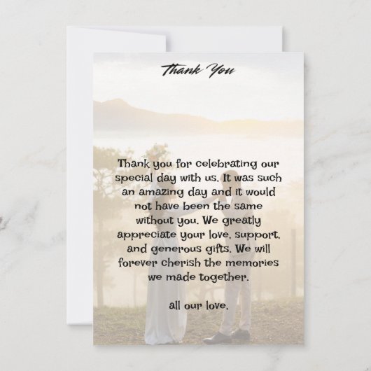 Rustikale Hochzeit Dankeschön Karte (Rückseite)