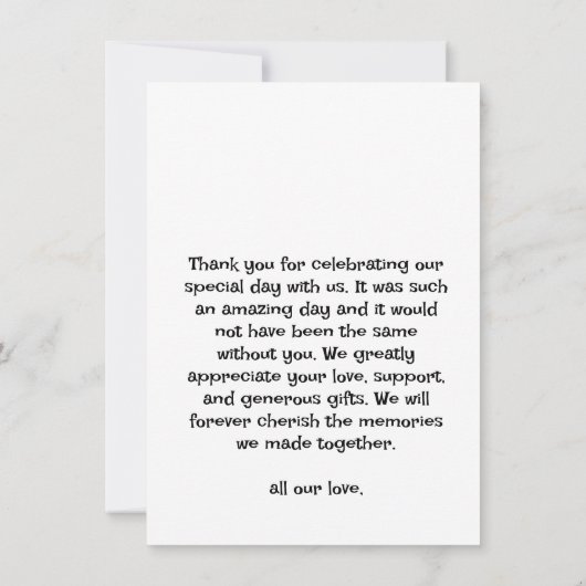 Rustikale Hochzeit Dankeschön Karte (Rückseite)