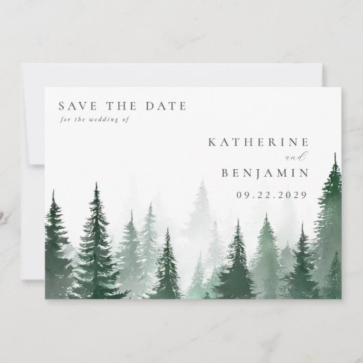 Rustikale Hochzeit der Bäume im Wald Save The Date (Vorderseite)