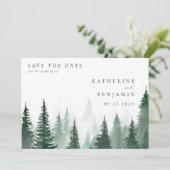 Rustikale Hochzeit der Bäume im Wald Save The Date (Stehend Vorderseite)