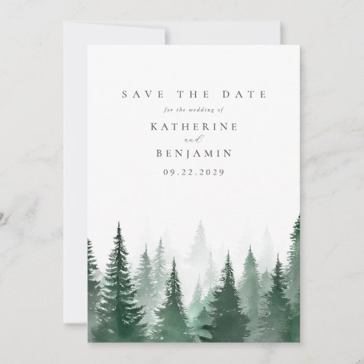 Rustikale Hochzeit der Bäume im Wald Save The Date (Vorderseite)