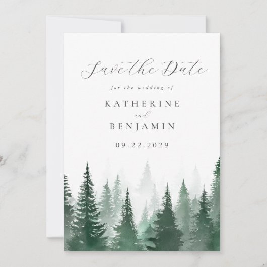 Rustikale Hochzeit der Bäume im Wald Save The Date (Vorderseite)