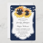 Rustikale Hochzeit der Blaublauen Burlap-Sonnenblu Einladung (Vorderseite)