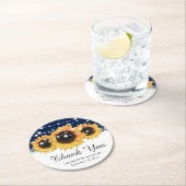 Rustikale Hochzeit der Blaublauen Burlap Sonnenblu Runder Pappuntersetzer (Vor Ort)