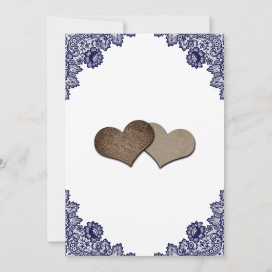 Rustikale Hochzeit der Blaublauen Spitzen-Gelbblüt Einladung (Rückseite)