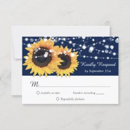 Rustikale Hochzeit der Blauen Burlap Sonnenblume R RSVP Karte