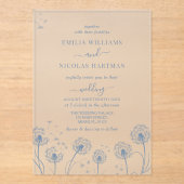 Rustikale Hochzeit der blauen Wildblume Acryleinladungen (Vorderseite)