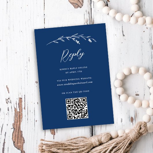 Rustikale Hochzeit der blauen Wildblume QR Code On RSVP Karte