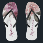 Rustikale Hochzeit der Blumenzwiebelmädchen Badesandalen<br><div class="desc">Romantische,  handgezeichnet Aquarell lila,  pfirsichfarben und bordeauxfarbene Rose Blumendesign und rot rosa Vintage Spitze. Chic und elegant,  großartiger dreh-Flop für Brautjungfrau in Vintage Hochzeit,  rustikale Hochzeit oder Landhochzeit im Herbst. Sehen Sie sich alle passenden Stücke in der Sammlung unten an.</div>