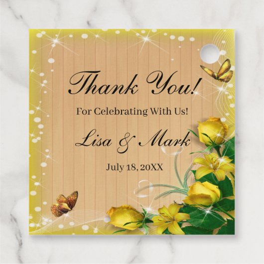 Rustikale Hochzeit der Blütenblume Geschenkanhänger (Rückseite)