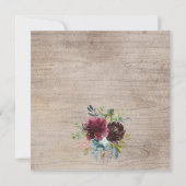 Rustikale Hochzeit der Burgundy Navy Einladung (Rückseite)