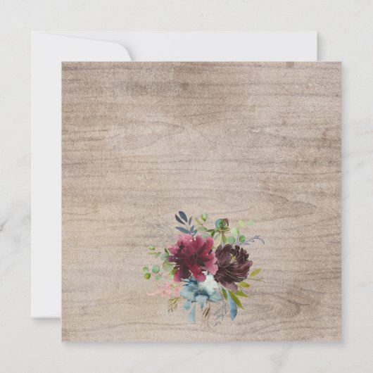 Rustikale Hochzeit der Burgundy Navy Einladung (Rückseite)