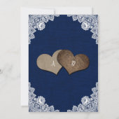 Rustikale Hochzeit der Country Navy Blue Burlap La Einladung (Rückseite)