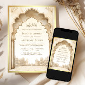 Rustikale Hochzeit der Elfenbeingolden Islamischer Einladung