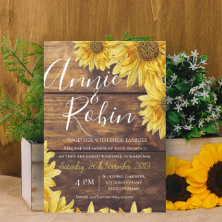 Rustikale Hochzeit der Gelbblütenblume Einladung