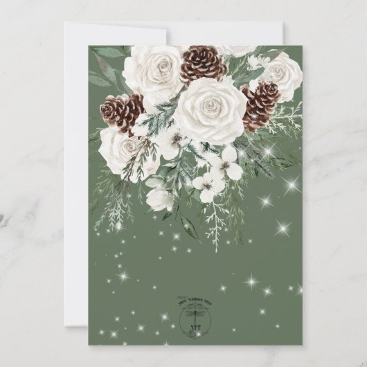 Rustikale Hochzeit der grünen Pine Einladung (Rückseite)