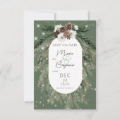 Rustikale Hochzeit der grünen Pine Save The Date (Vorderseite)