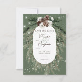 Rustikale Hochzeit der grünen Pine Save The Date (Vorderseite)