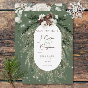 Rustikale Hochzeit der grünen Pine Save The Date