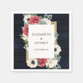 Rustikale Hochzeit der Holzschifffahrt Burgund Gol Serviette (Vorderseite)