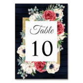 Rustikale Hochzeit der Holzschifffahrt Burgund Gol Tischnummer (Rückseite)