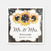 Rustikale Hochzeit der Holzsonnenblume Serviette (Vorderseite)