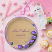 Rustikale Hochzeit der Lila Blütenschmetterlinge Pappteller (Party)