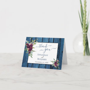 Rustikale Hochzeit der Marine und der Burgund Dankeskarte