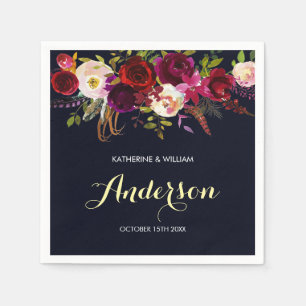 Rustikale Hochzeit der Marsala Navy in Burgund Serviette