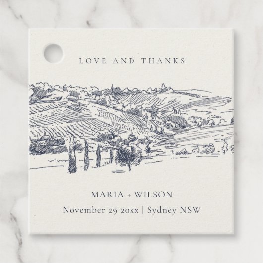 Rustikale Hochzeit der Navy Blauer Weinkeller Geschenkanhänger (Vorderseite)