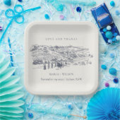 Rustikale Hochzeit der Navy Blauer Weinkeller Pappteller (Party)