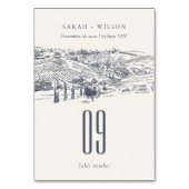 Rustikale Hochzeit der Navy Blauer Weinkeller Tischnummer (Rückseite)