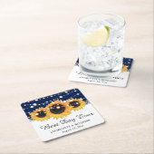 Rustikale Hochzeit der Navy Blue Burlap Lace Sunfl Rechteckiger Pappuntersetzer (Vor Ort)