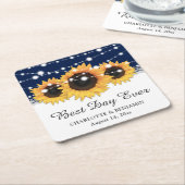 Rustikale Hochzeit der Navy Blue Burlap Lace Sunfl Rechteckiger Pappuntersetzer (angewinkelt)