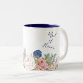 Rustikale Hochzeit der Navy Blush rosa Floral Mode Zweifarbige Tasse (VorderseiteRechts)