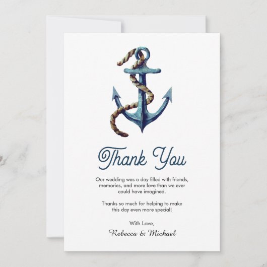 Rustikale Hochzeit der Navy Dankeskarte (Vorderseite)