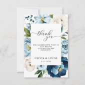 Rustikale Hochzeit der Navy Dusty Blue Niedlich El Dankeskarte (Vorderseite)