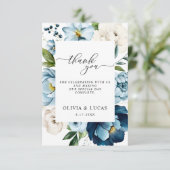 Rustikale Hochzeit der Navy Dusty Blue Niedlich El Dankeskarte (Stehend Vorderseite)