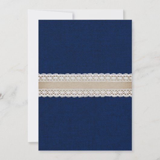 Rustikale Hochzeit der Navy Einladung (Rückseite)