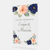 Rustikale Hochzeit der Navy in Blau und Peach Flor Acrylschild (Winkel)