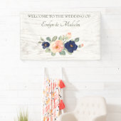 Rustikale Hochzeit der Navy in Blau und Peach Flor Banner (Insitu)