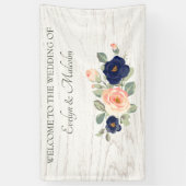 Rustikale Hochzeit der Navy in Blau und Peach Flor Banner (Vertikal)