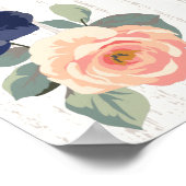 Rustikale Hochzeit der Navy in Blau und Peach Flor Poster (Ecke)