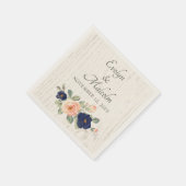 Rustikale Hochzeit der Navy in Blau und Peach Flor Serviette (Ecke)