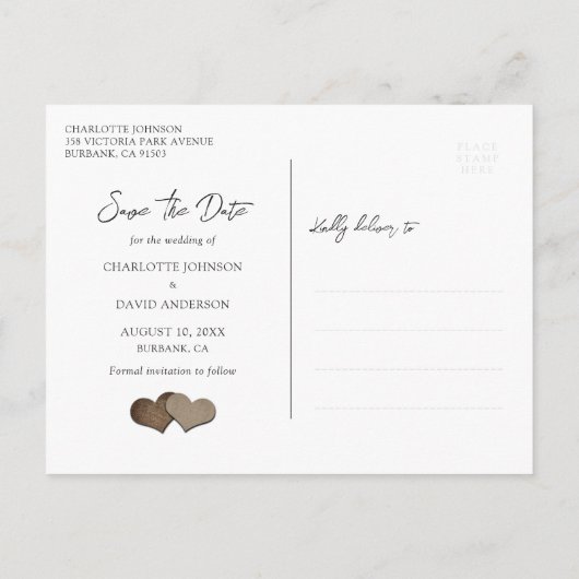 Rustikale Hochzeit der Navy in Land rettet das Dat Ankündigungspostkarte (Rückseite)