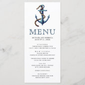 Rustikale Hochzeit der Navy Menükarte (Vorderseite)