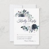 Rustikale Hochzeit der Navy Peony Watercolor RSVP (Vorderseite)