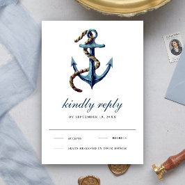 Rustikale Hochzeit der Navy RSVP Karte