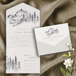 Rustikale Hochzeit der Pinienwälder All In One Einladung