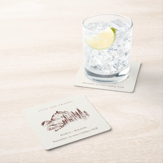 Rustikale Hochzeit der Pinienwälder Rechteckiger Pappuntersetzer (Vor Ort)